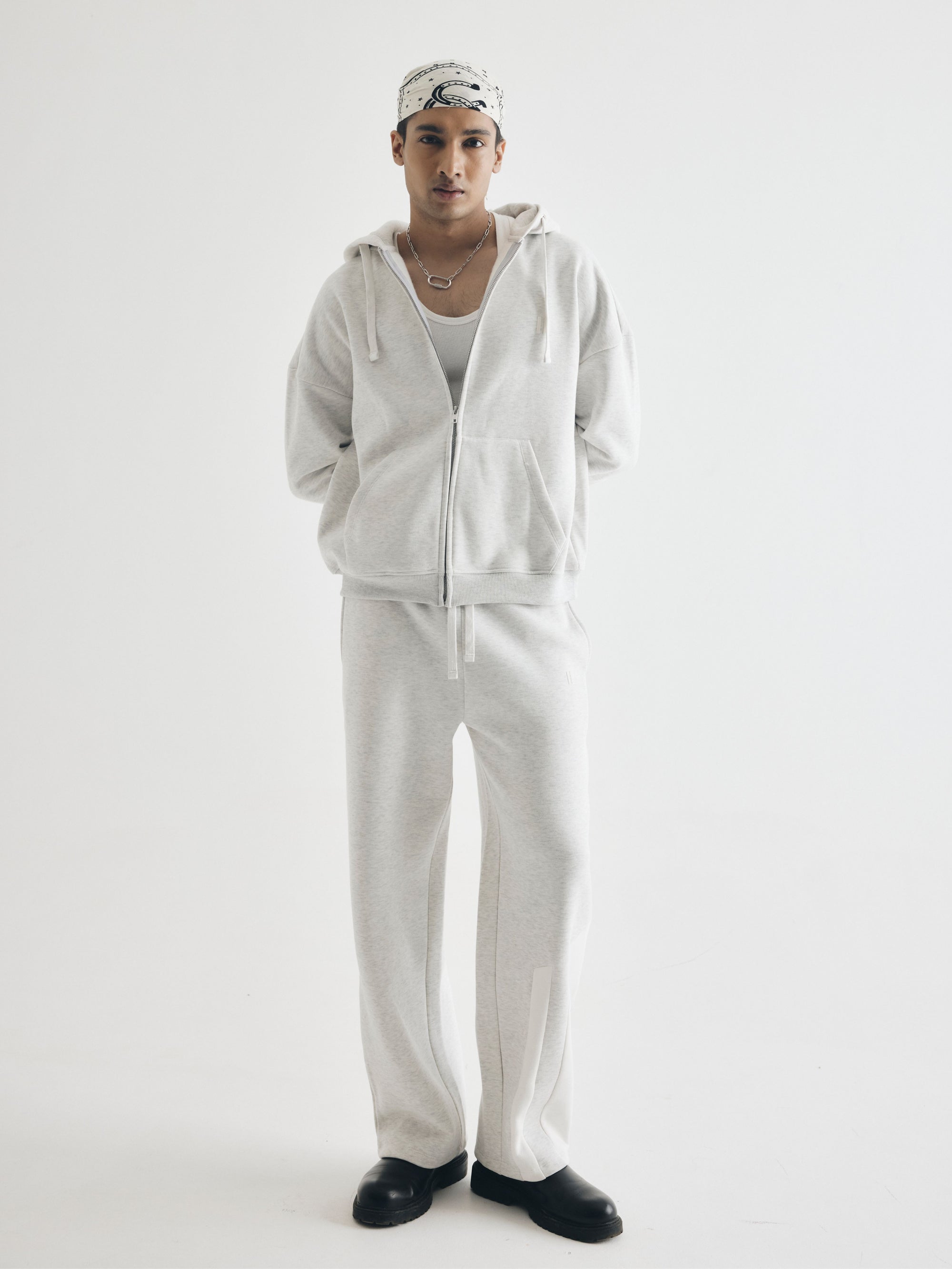 Melange Grey Everyday Zipper Hoodie + Sweatpants Set