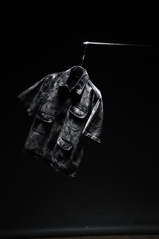 Acid Wash Zipper Shirt
