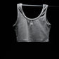 Grey Ribbed Crop Stone Wash