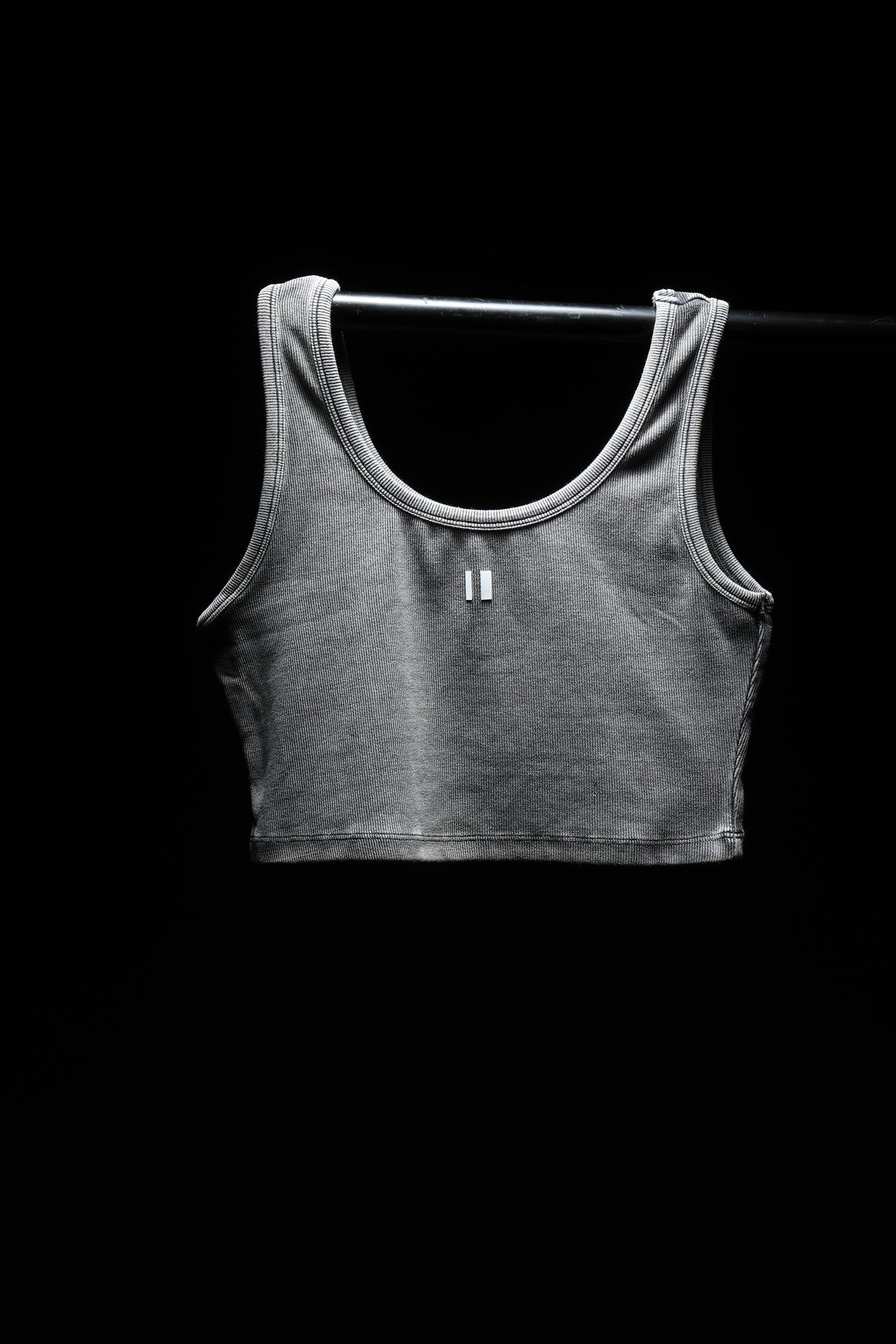 Grey Ribbed Crop Stone Wash