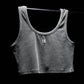 Grey Ribbed Crop Stone Wash