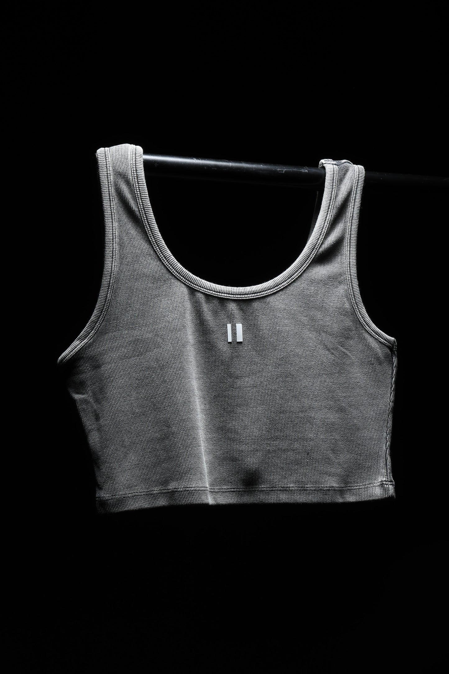 Grey Ribbed Crop Stone Wash