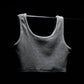 Grey Ribbed Crop Stone Wash