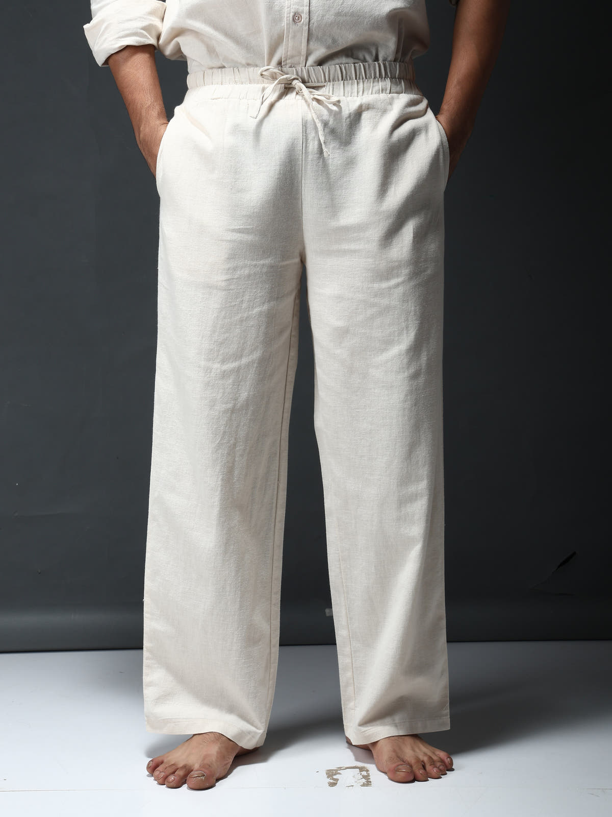 Chapter2Drip Off-White linen-cotton pants