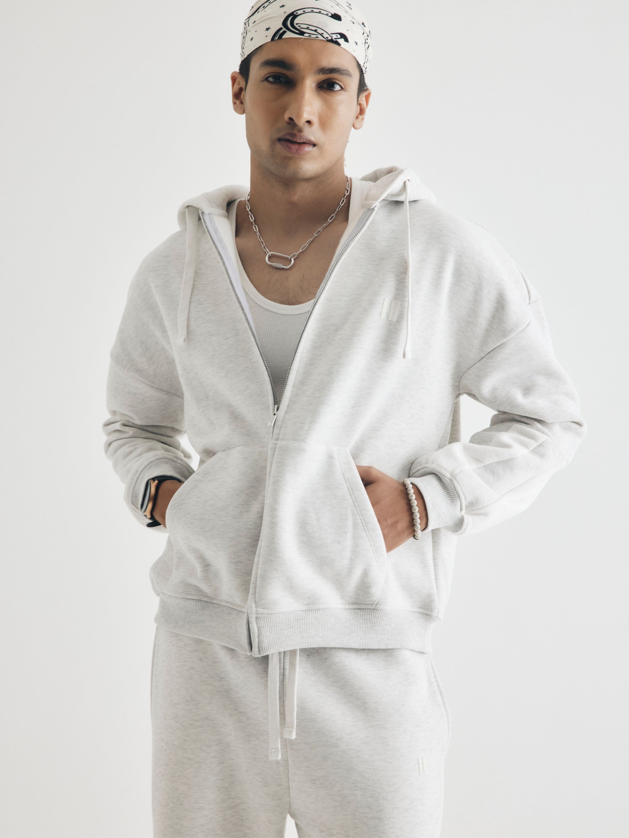 Melange Grey Everyday Zipper Hoodie + Sweatpants Set