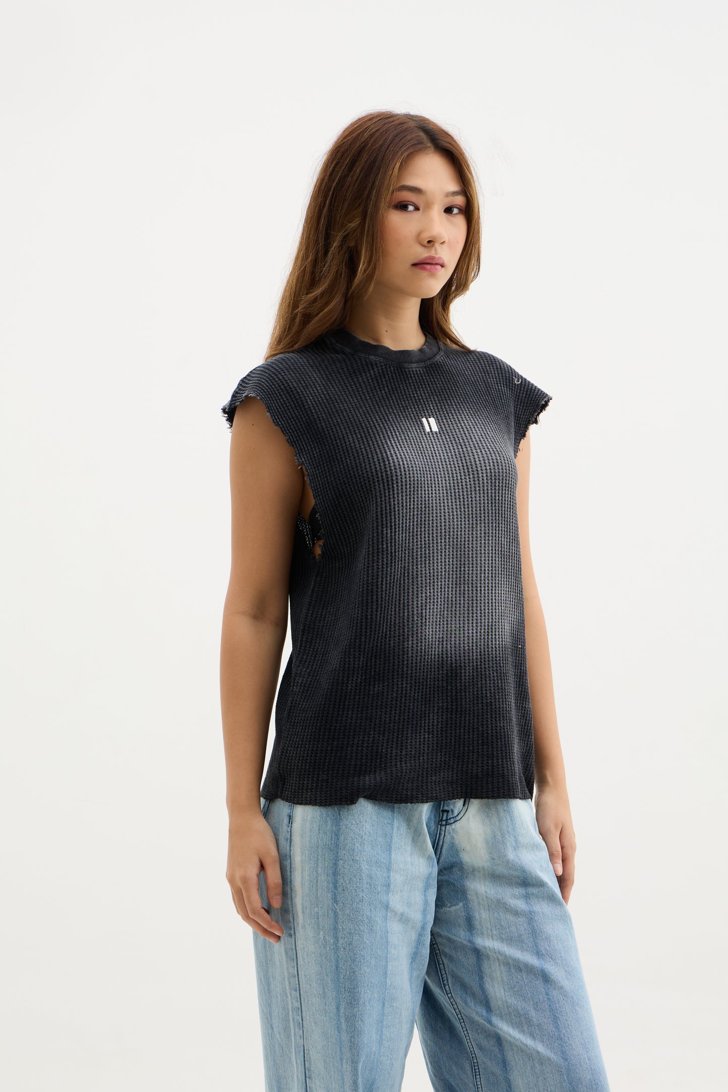Washed Waffle Charcoal Vest