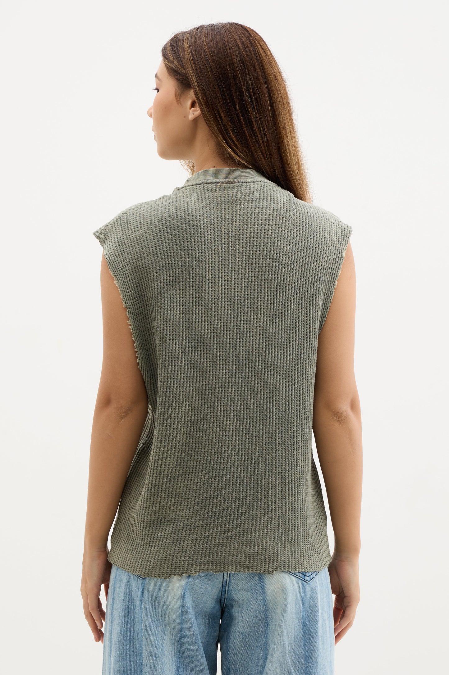 Olive Wash Waffle Vest