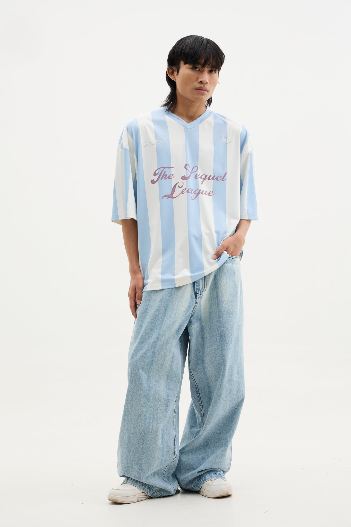 White and Blue Striped Jersey