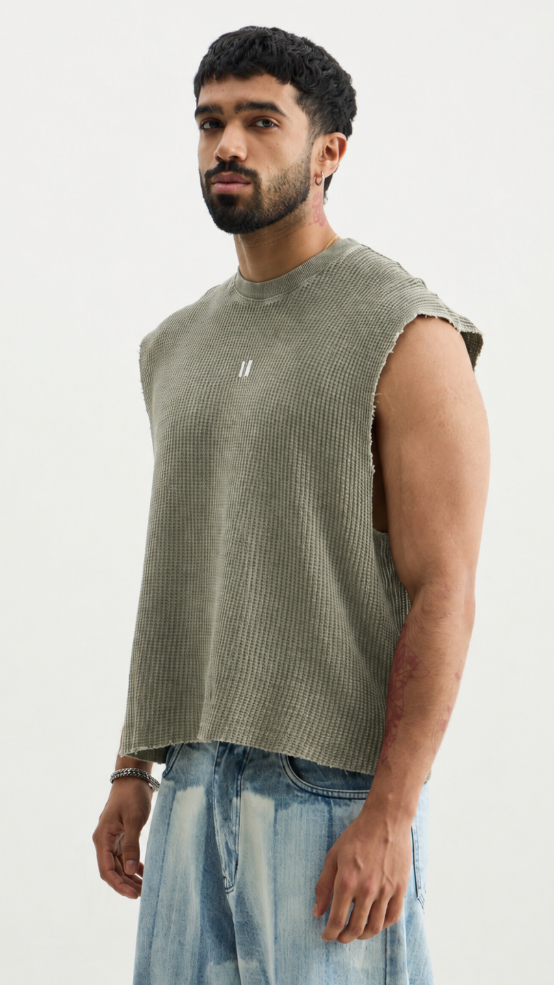 Olive Wash Waffle Vest