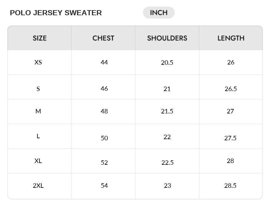 Size chart - INCHES