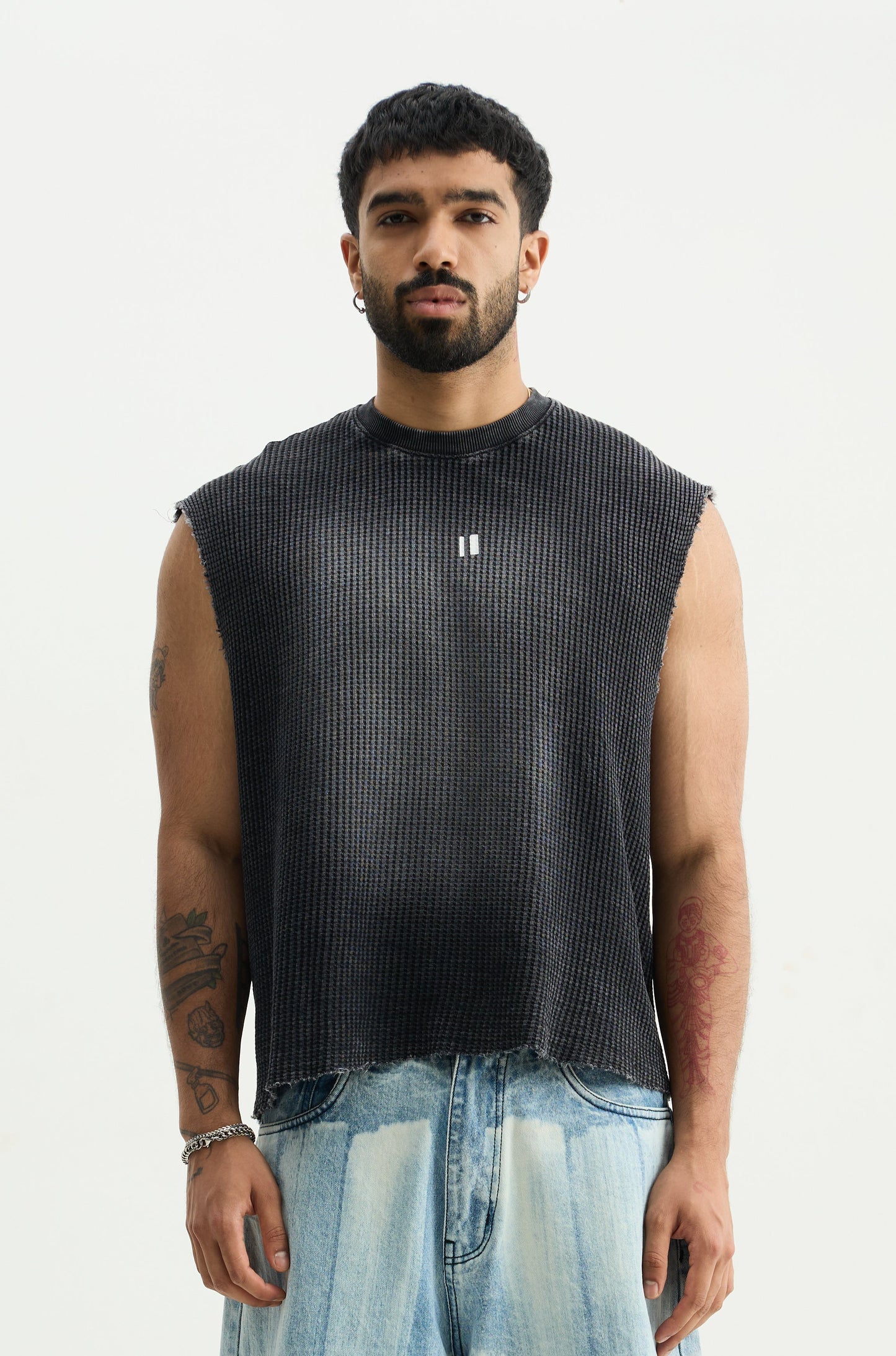 Washed Waffle Charcoal Vest