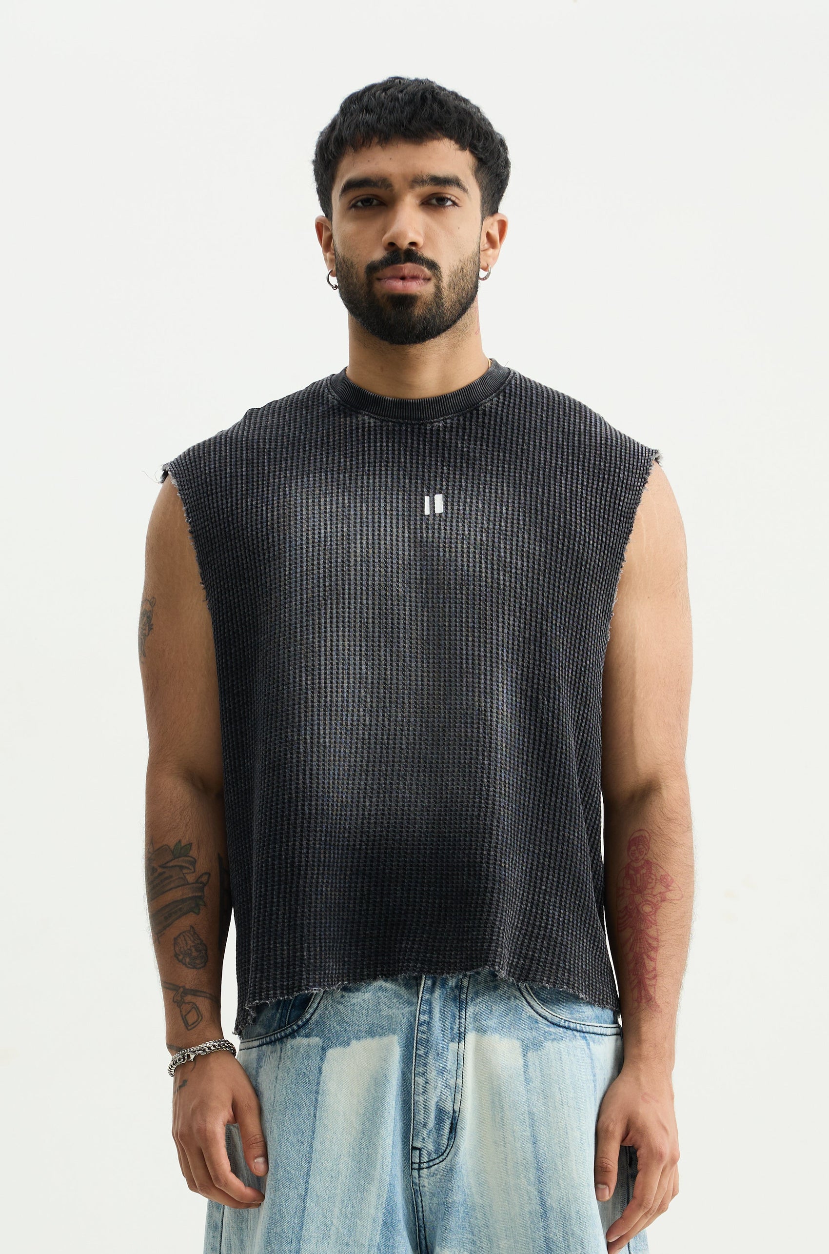 Washed Waffle Charcoal Vest