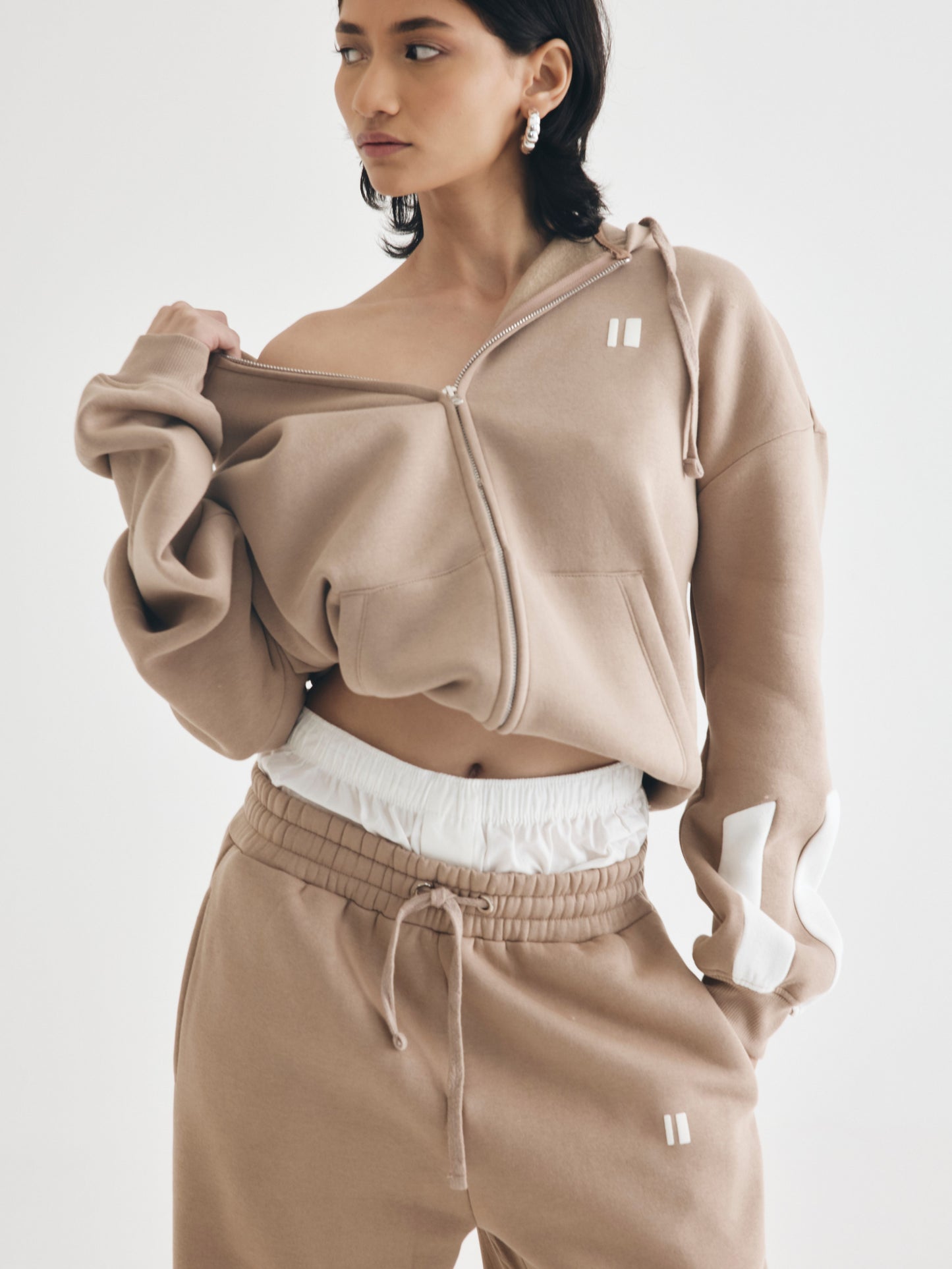 Black and Dusty Coffee Everyday Zipper Hoodie - pack of 2 + Black Sweatpants