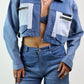 FOUNDER BLUE'S- Dual Colour Block Denim Jacket