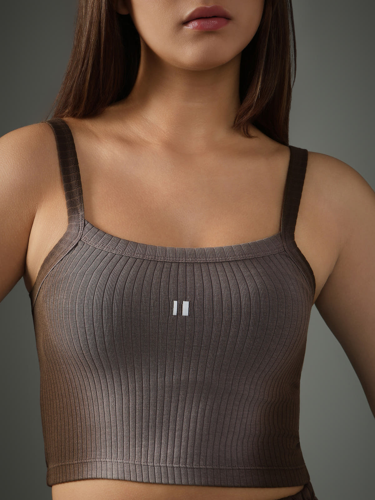 Chapter2Drip Brown spray-washed crop top