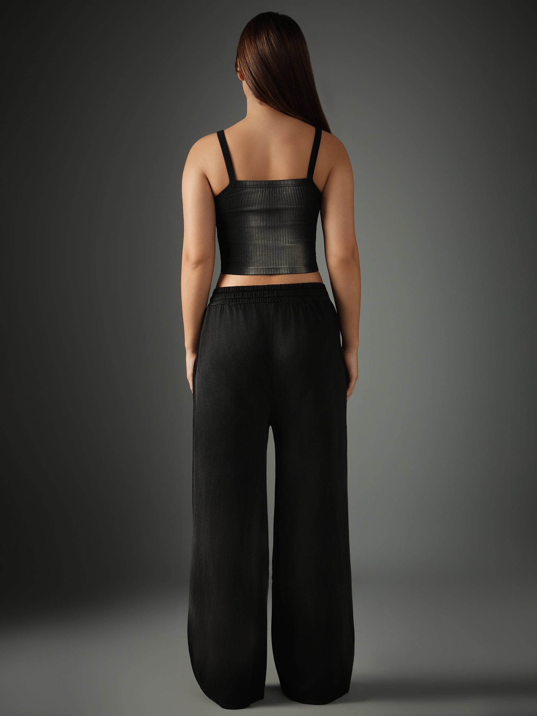 Chapter2Drip Black spray-washed crop top — view 4
