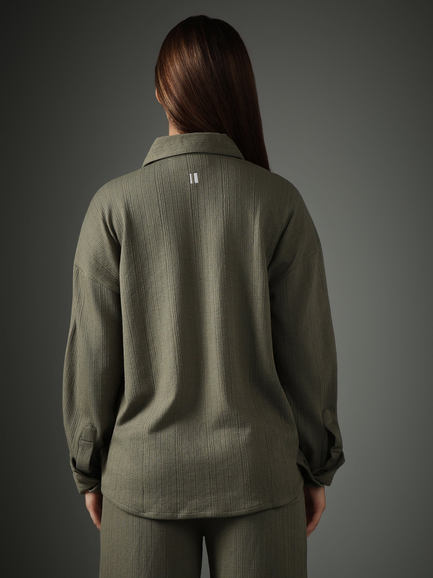 Chapter2Drip Crossknit Olive shirt — view 4