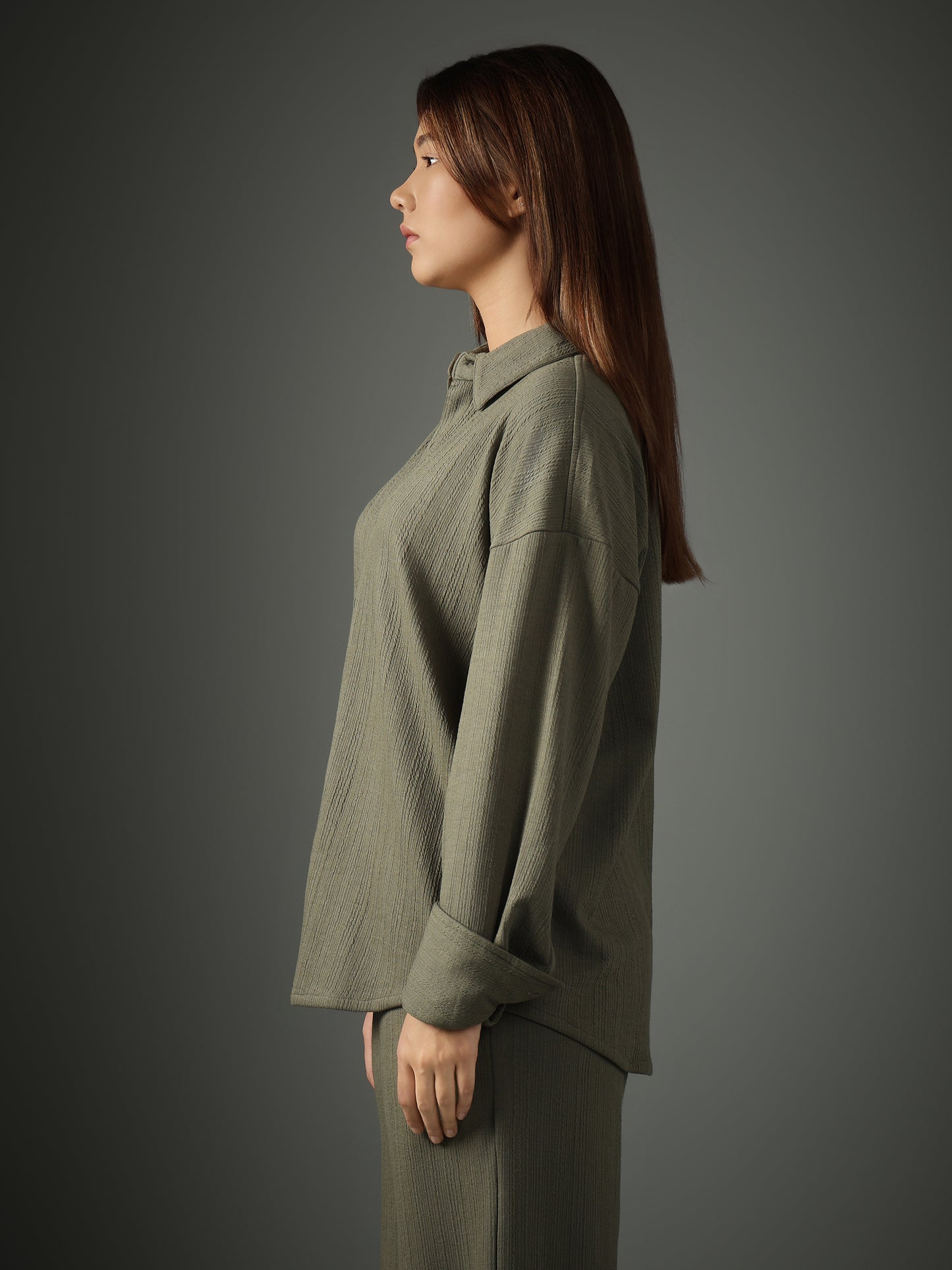 Chapter2Drip Crossknit Olive shirt — view 3