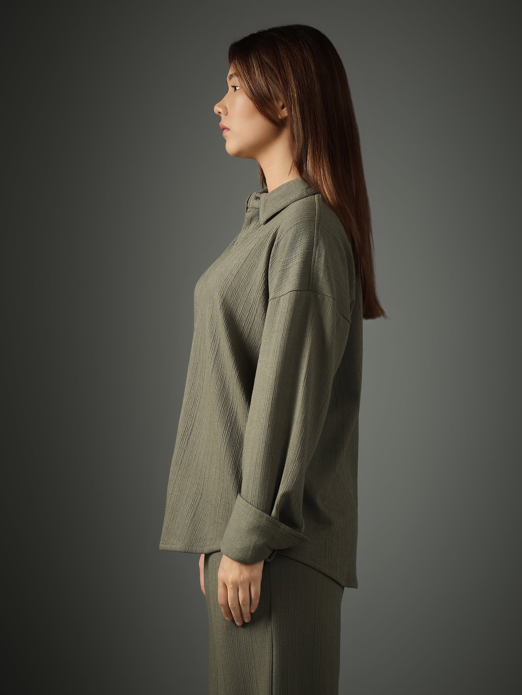 Chapter2Drip Crossknit Olive shirt — view 3