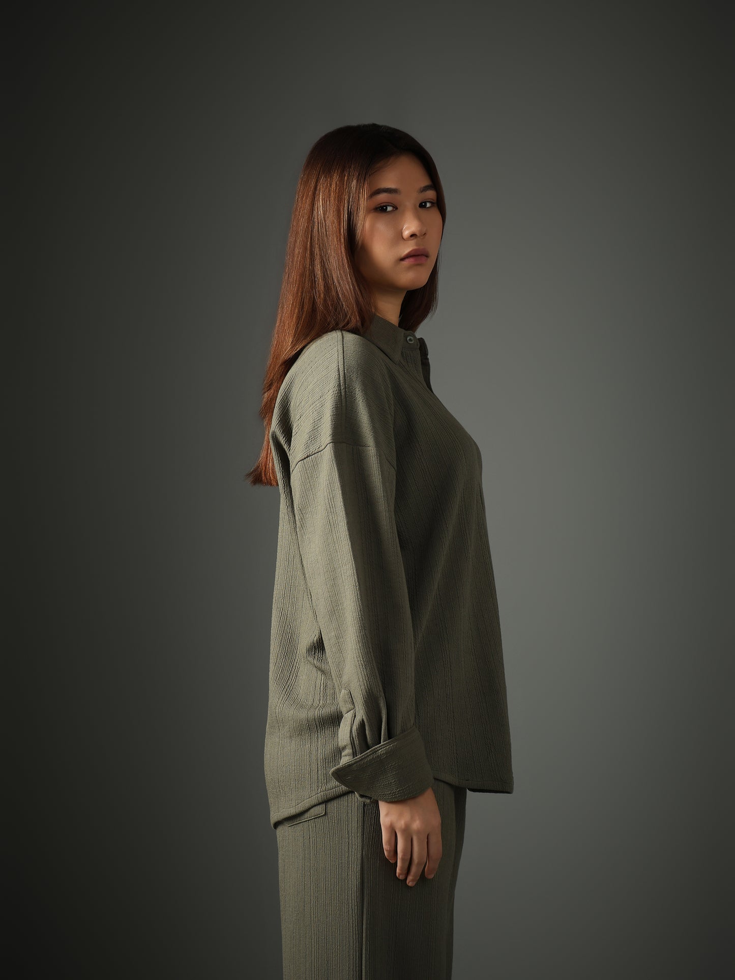 Chapter2Drip Crossknit Olive shirt — view 5