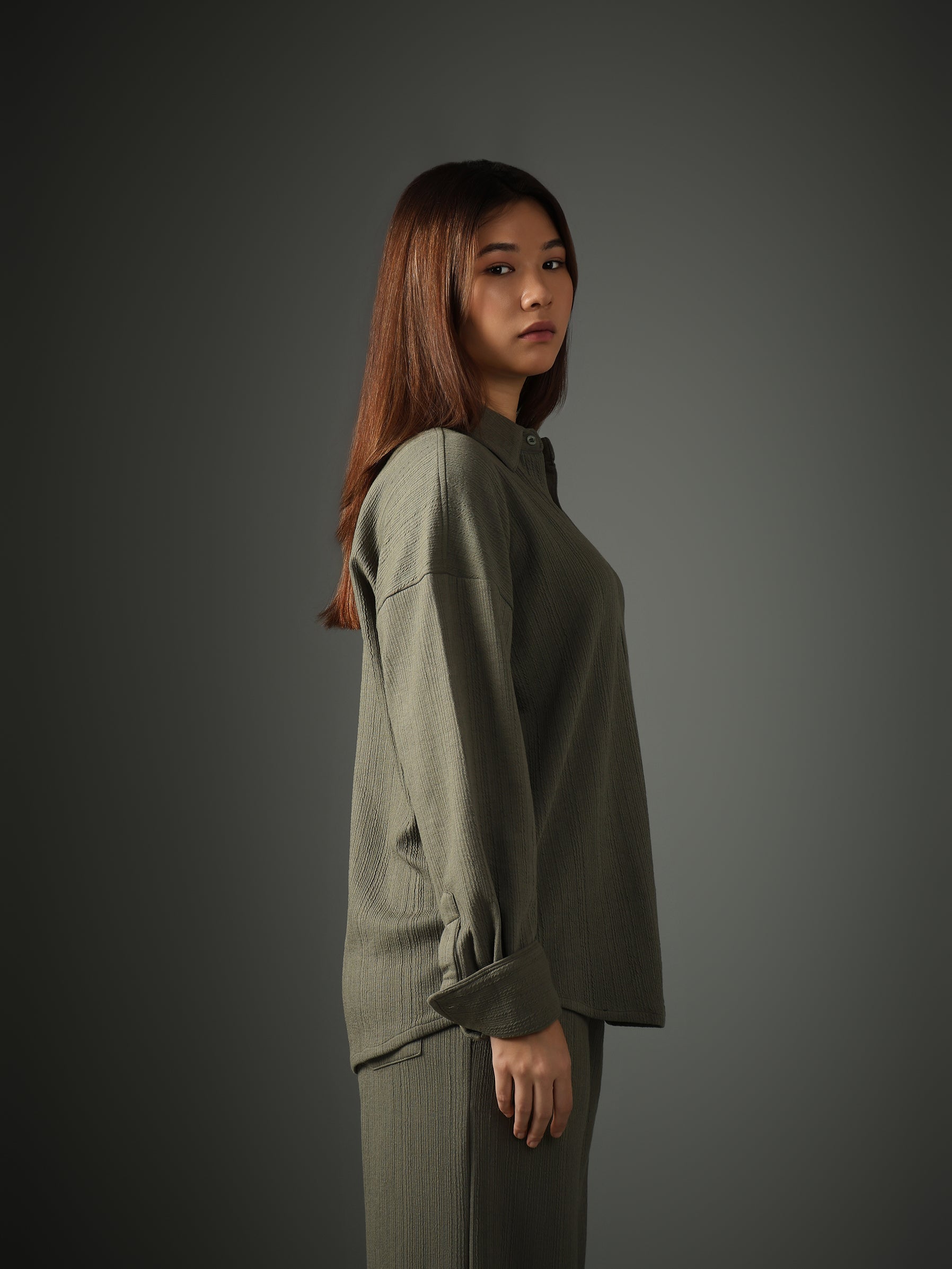 Chapter2Drip Crossknit Olive shirt — view 5