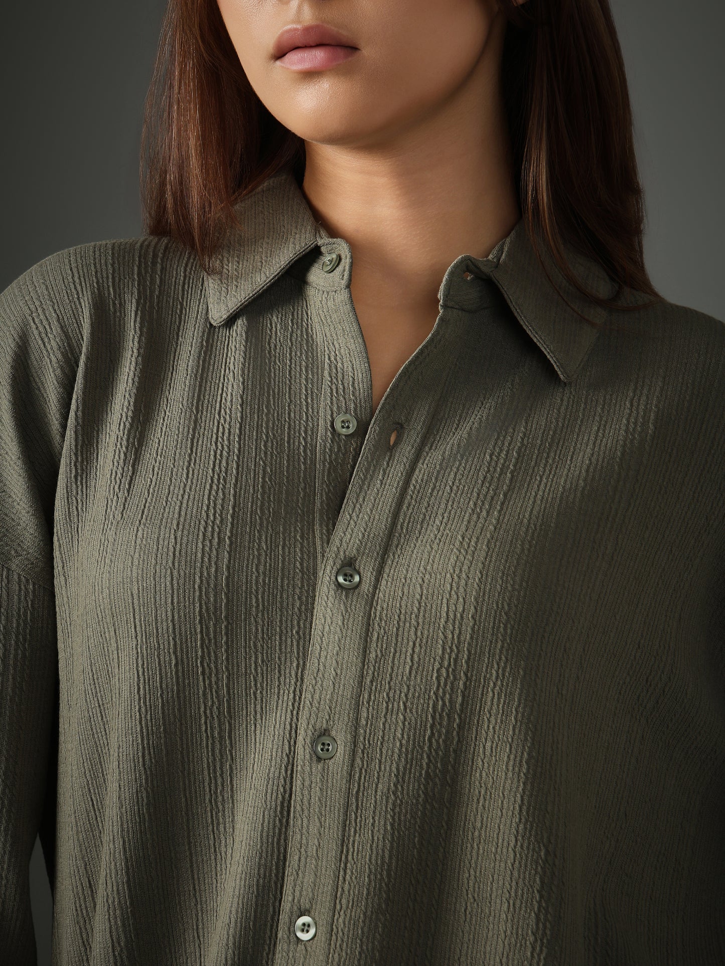 Chapter2Drip Crossknit Olive shirt — view 2