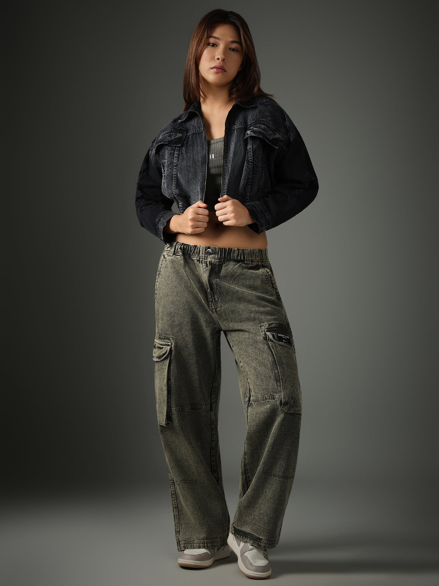 Acid Wash Blue-Grey Cropped Jacket