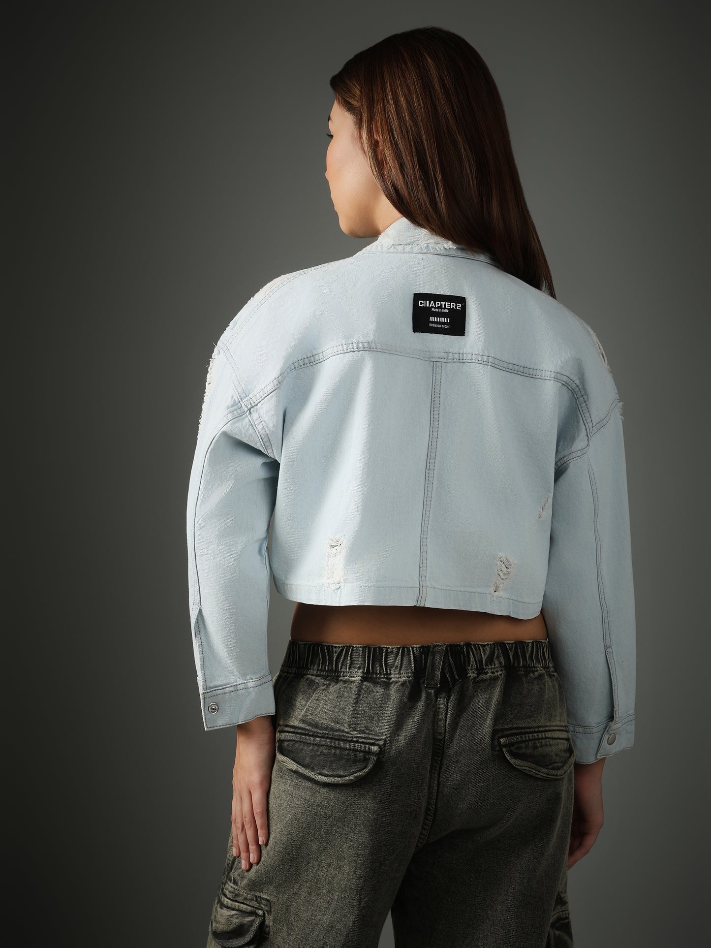 LIGHT BLUE CROPPED  JACKET