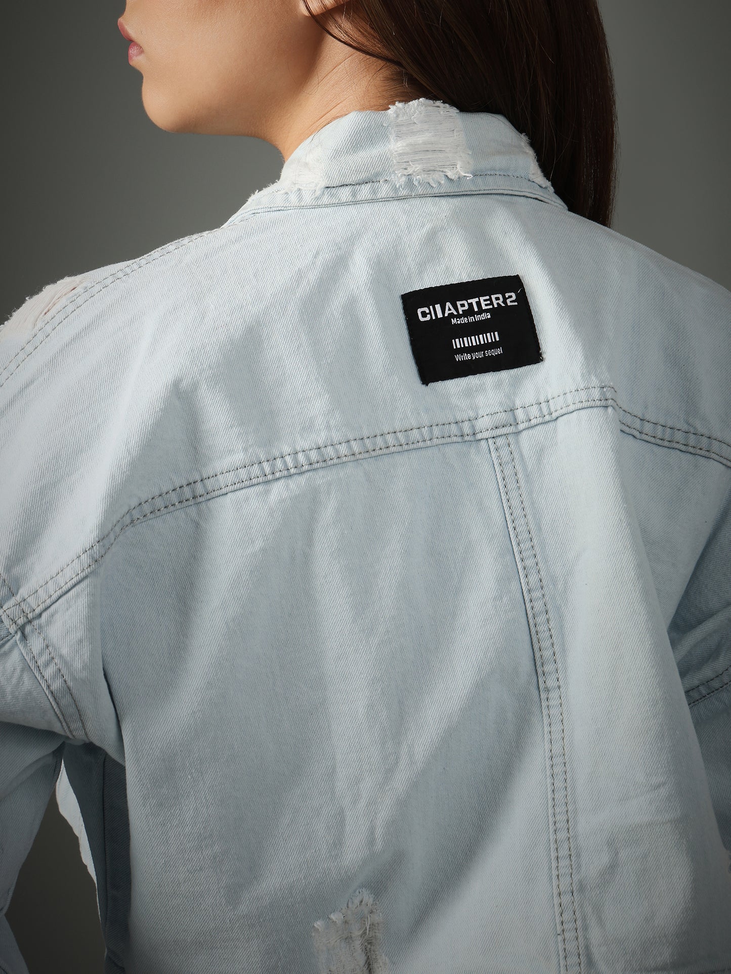 LIGHT BLUE CROPPED  JACKET