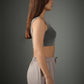 Grey Ribbed Crop Stone Wash