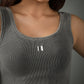 Grey Ribbed Crop Stone Wash