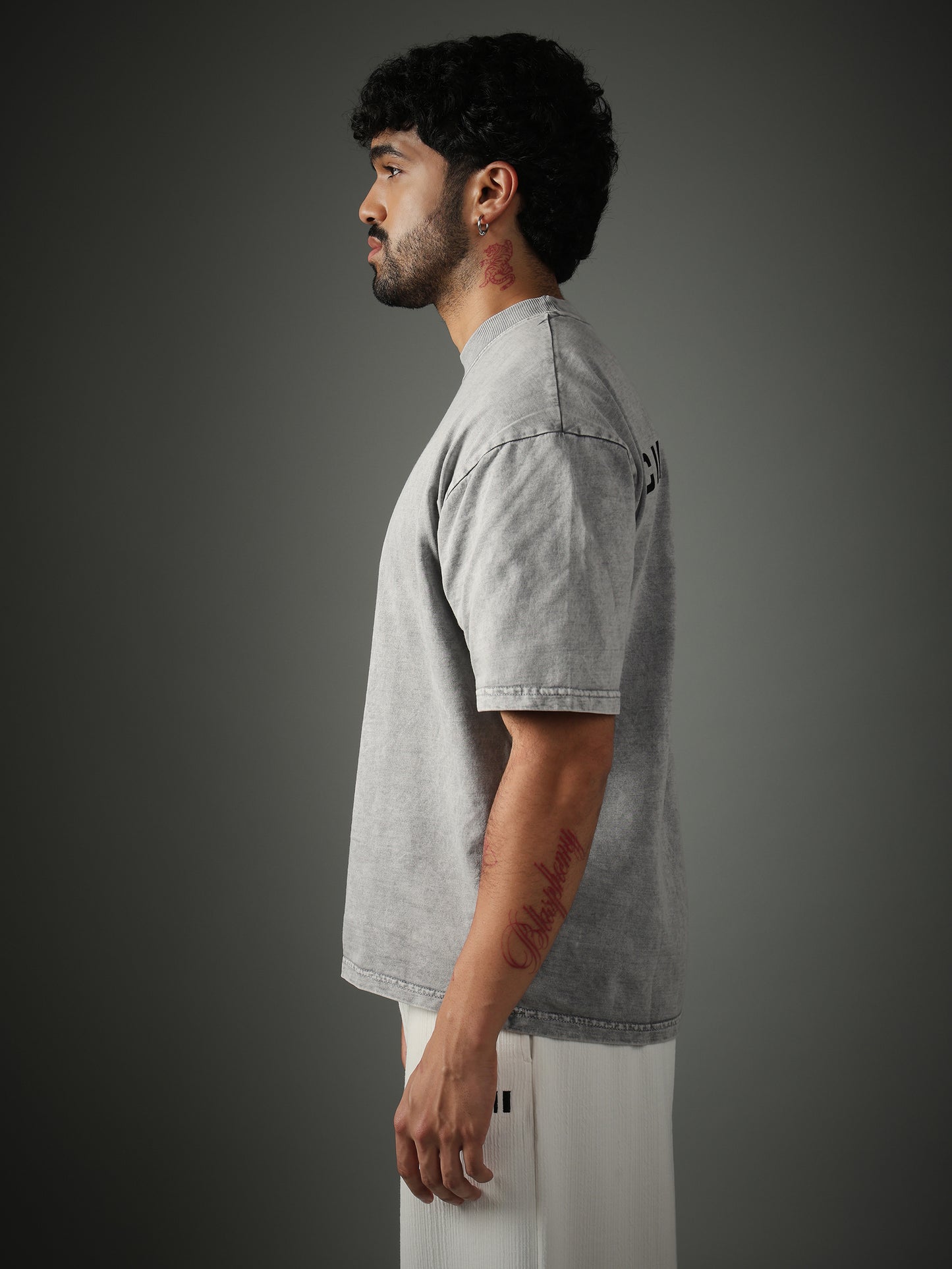 Flock Washed Light Grey Tshirt