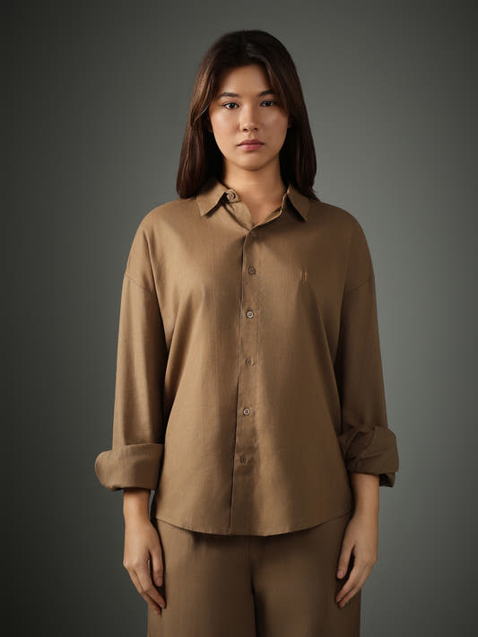 Chapter2Drip Mocha Brew linen shirt — view 2