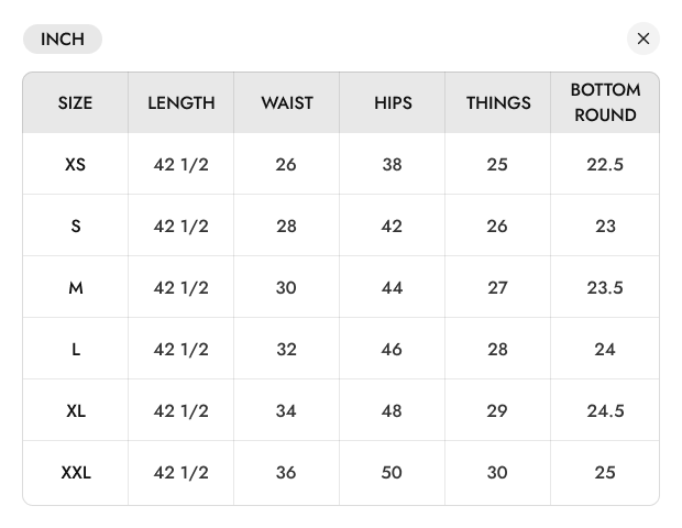 Size chart