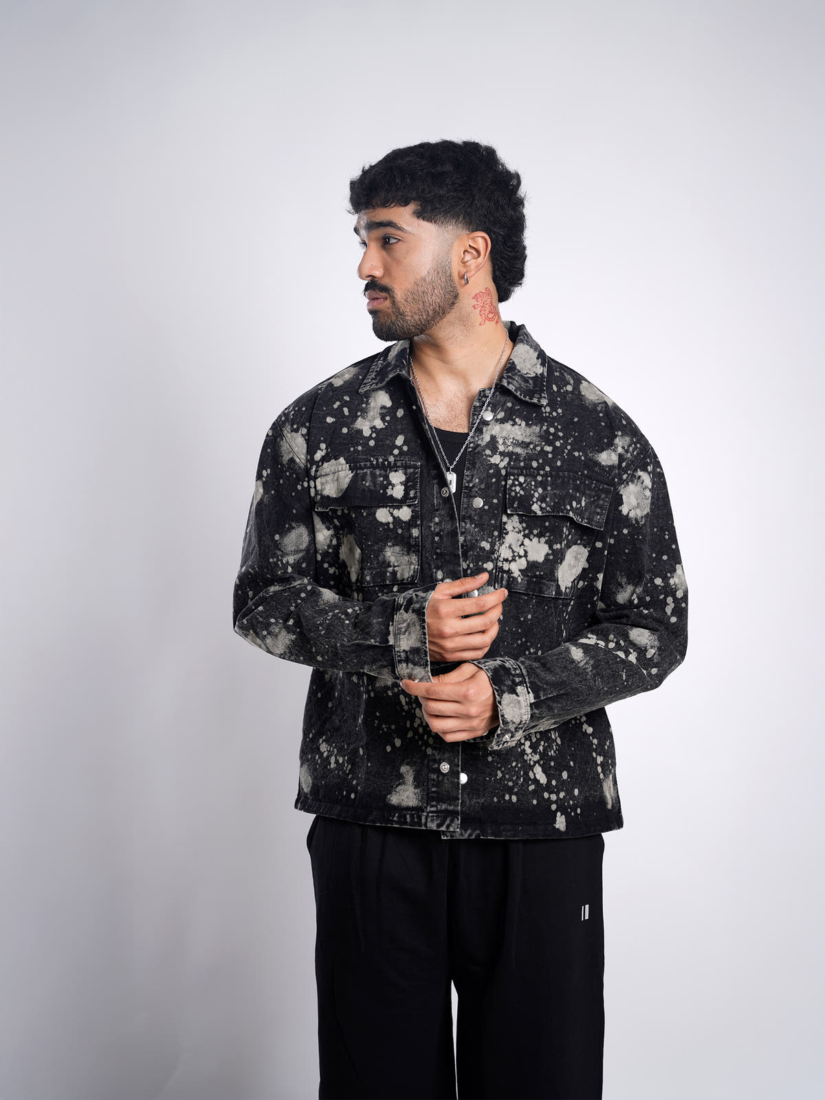 Chapter2Drip Black hypo-wash denim shirt
