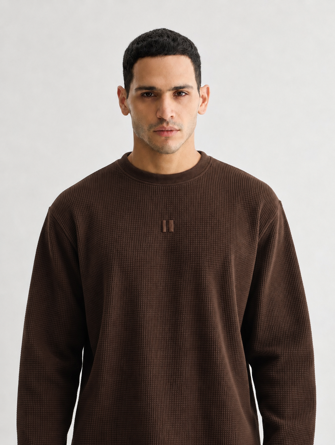 Mocha Brown Full Sleeve Waffle T-shirt
