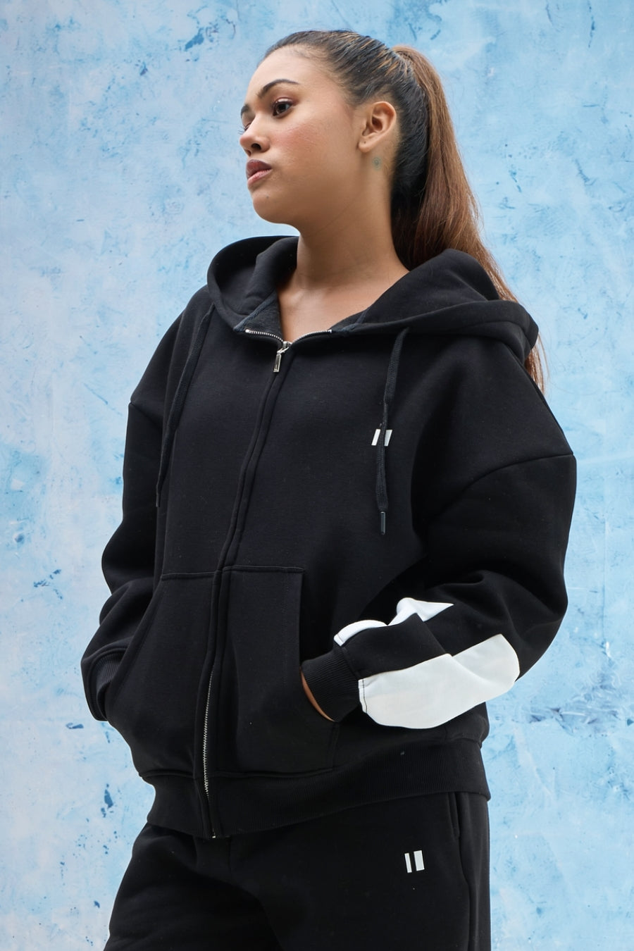 Black Everyday Zipper Hoodie