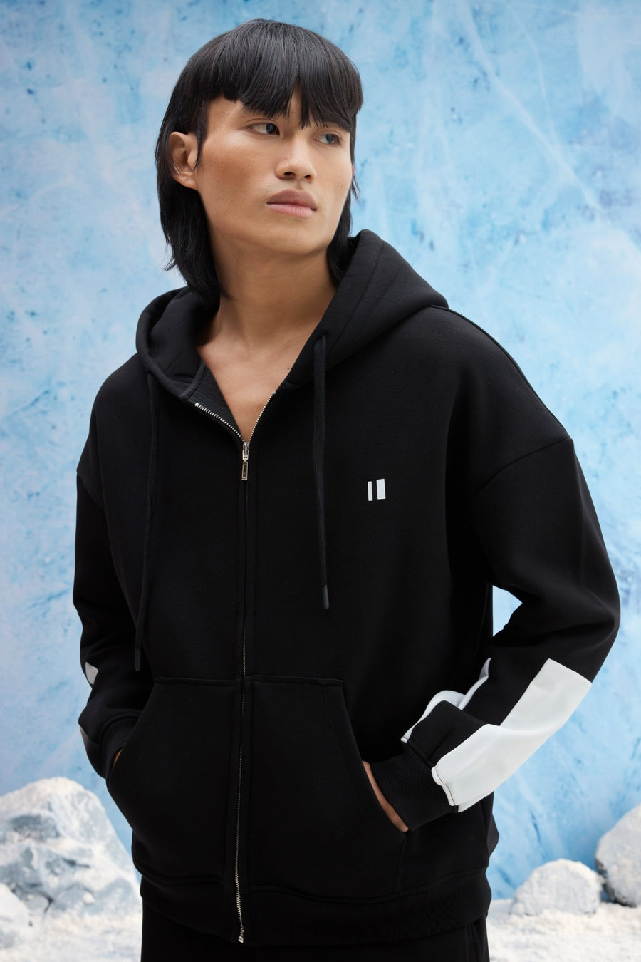 Black Everyday Zipper Hoodie