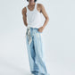 Light Blue Brushed Baggy jeans