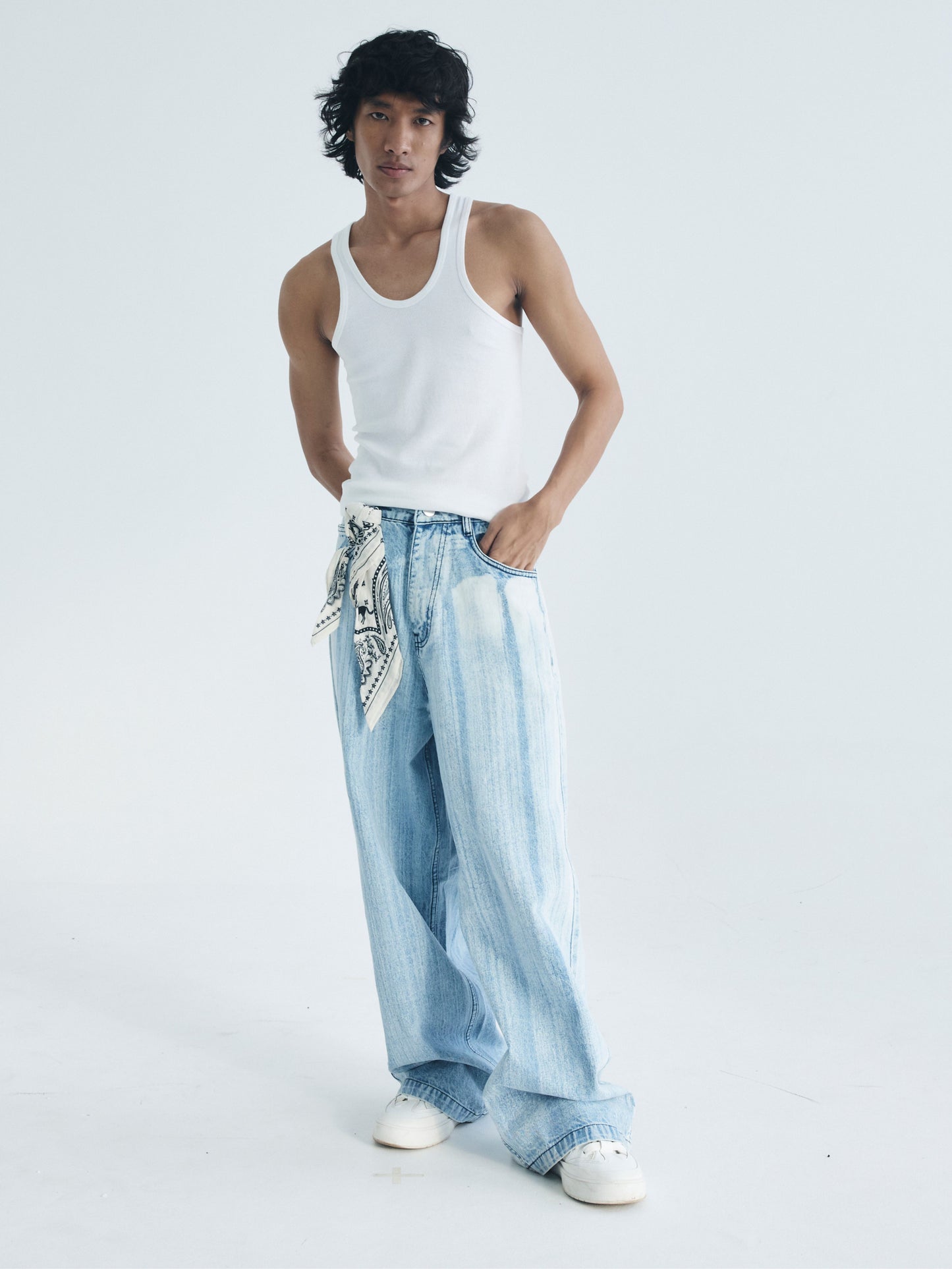 Light Blue Brushed Baggy jeans