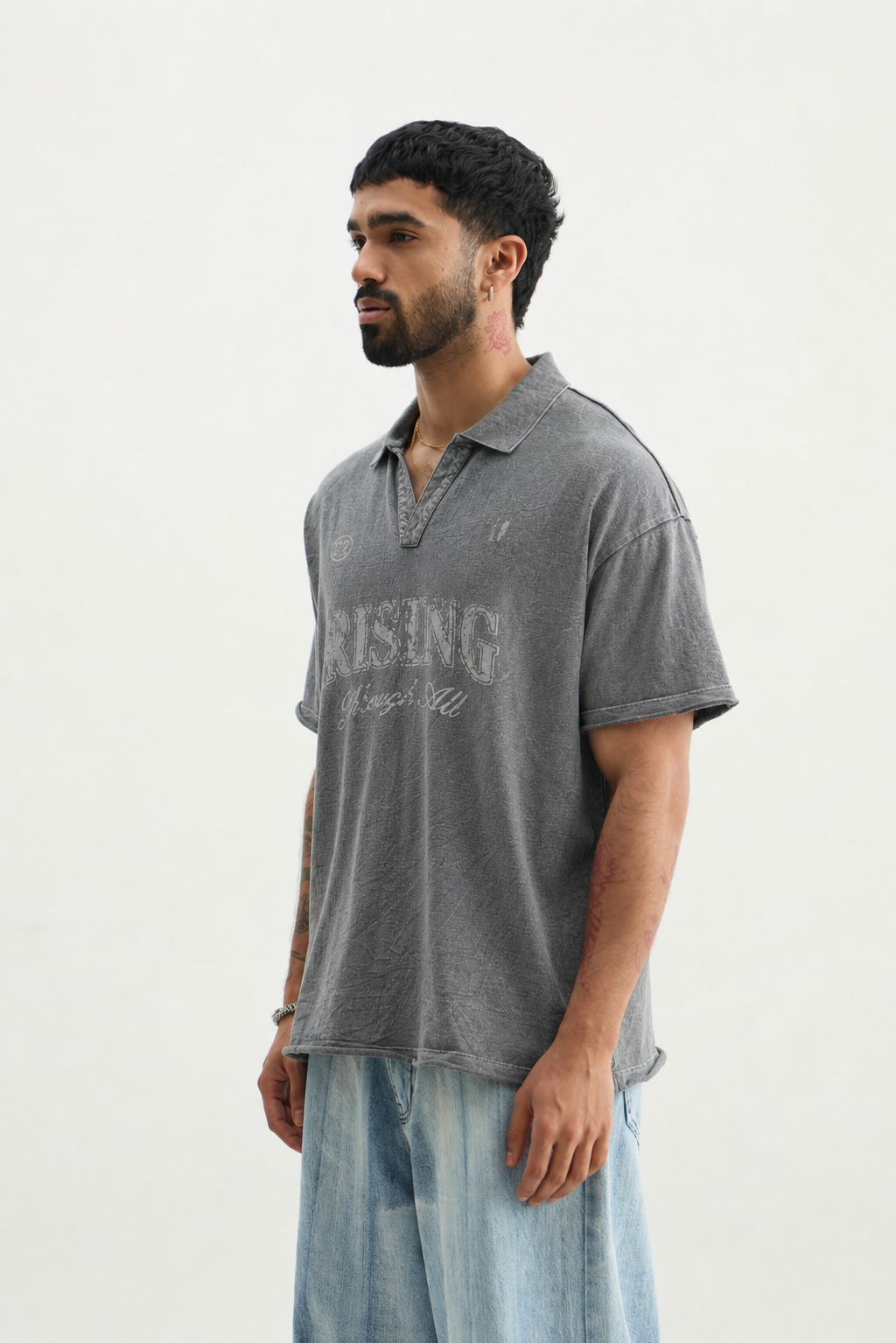 Rising Through All Black Wash Polo