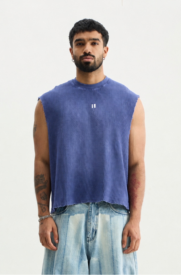 Blue Wash Waffle Vest