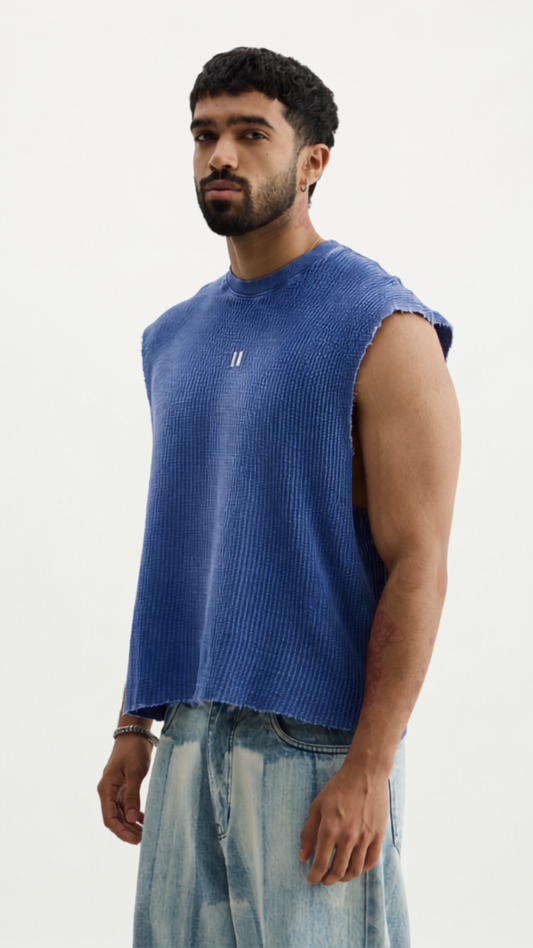 Blue Wash Waffle Vest