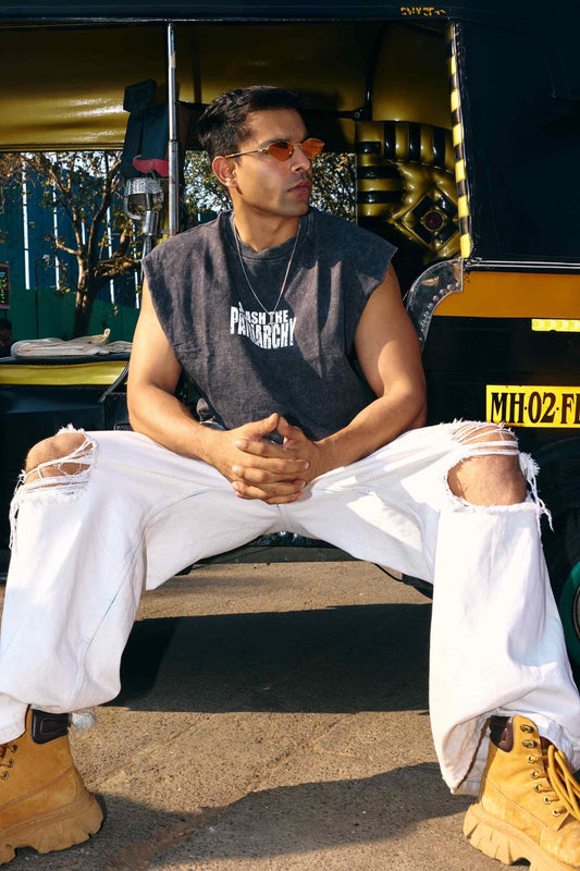 Black Washed Smash The Patriarchy Vest