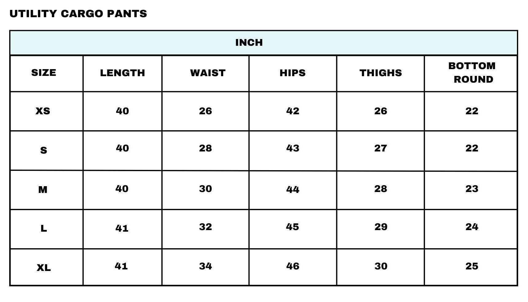 Size chart