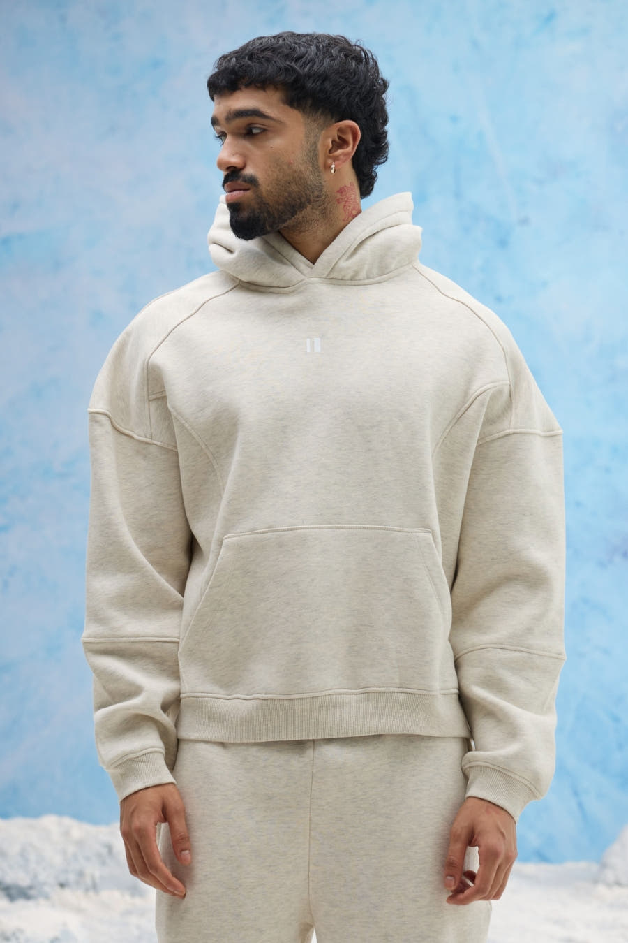 White Melange Hoodie