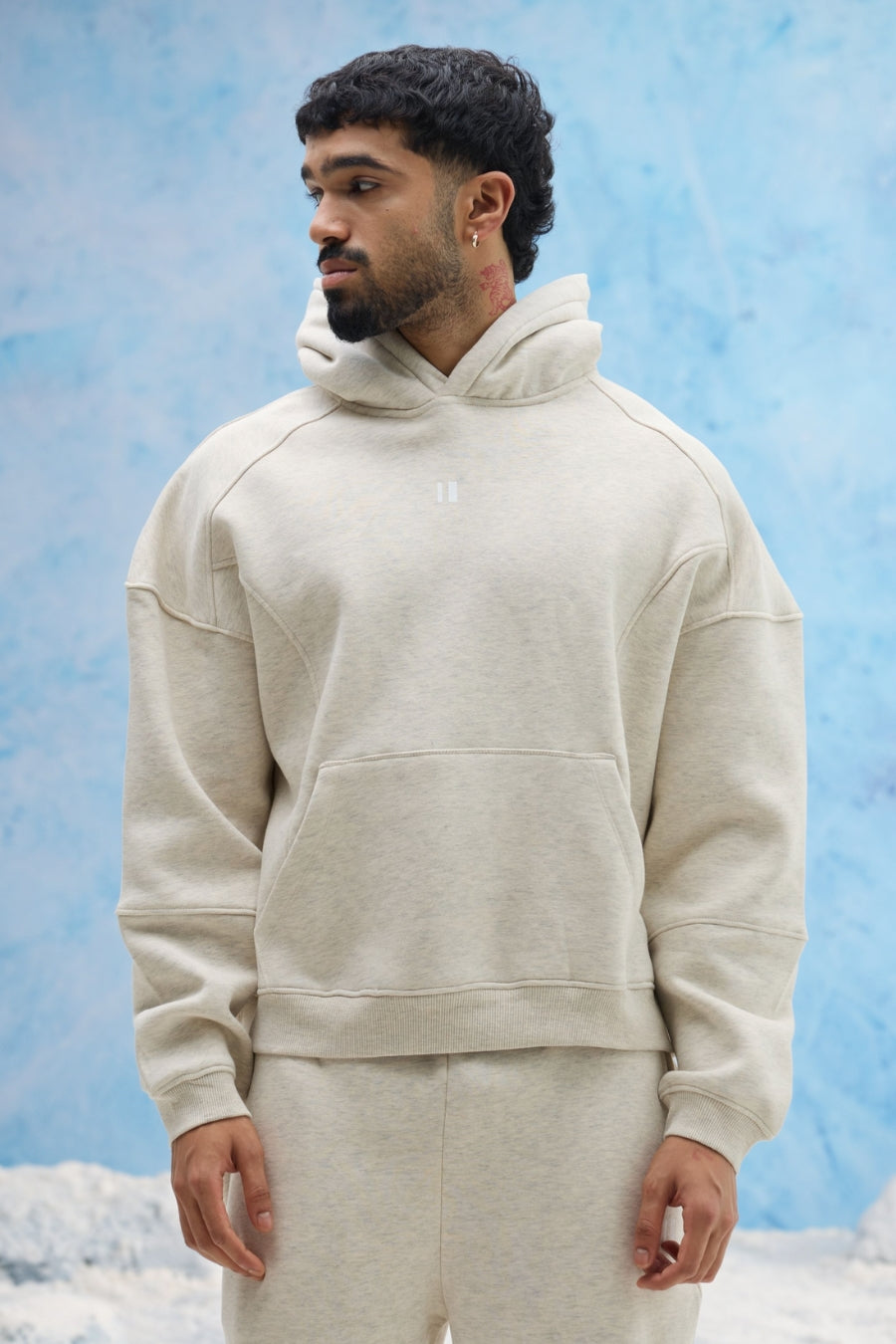 White Melange Hoodie