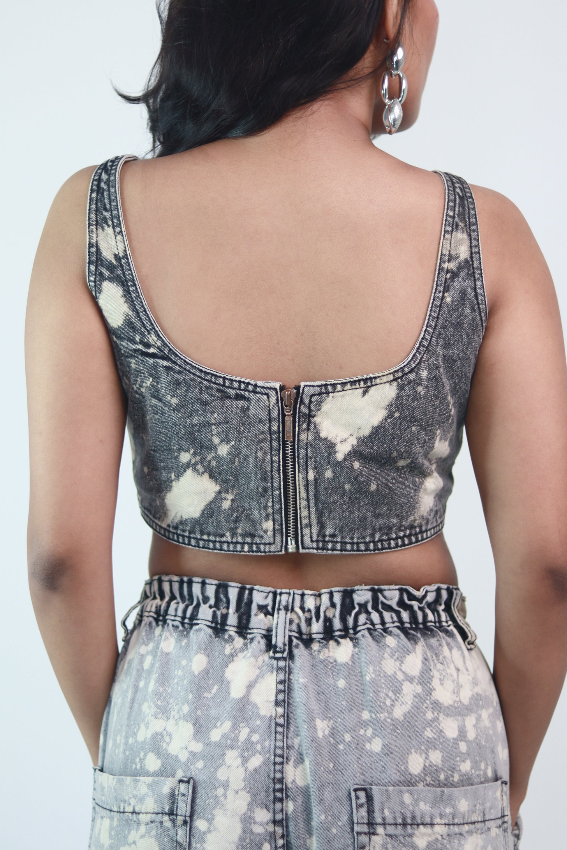 Chapter2Drip Light Wash Grey crop top — view 2