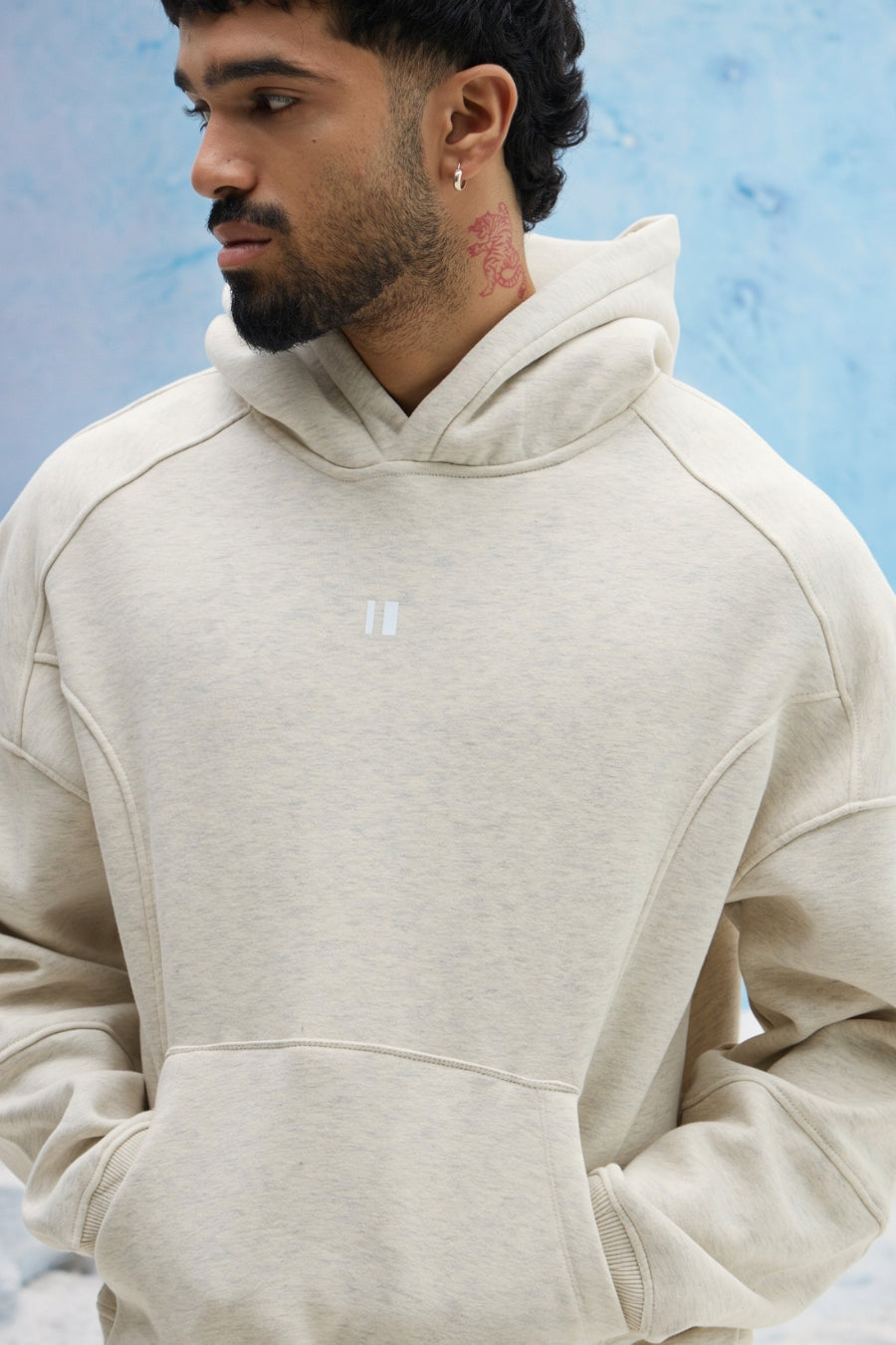 White Melange Hoodie