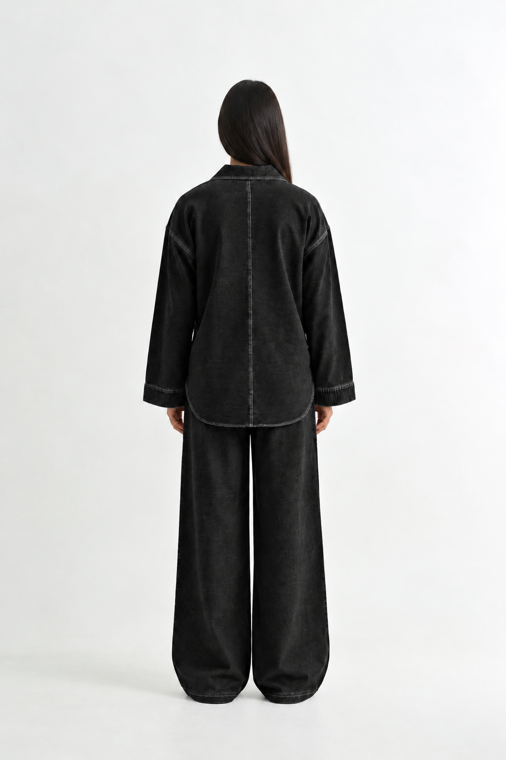 Black Denim Kurta Set